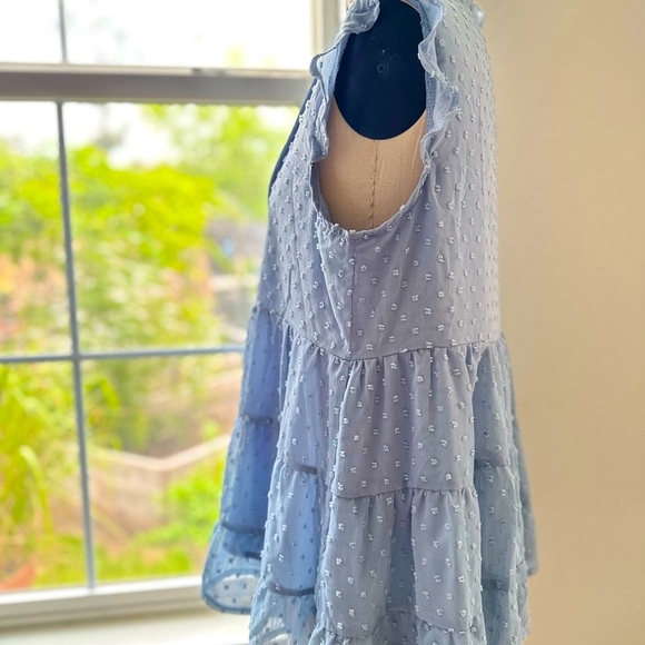 Blue Ruffled Women's blouse - Picture 2 of 7
